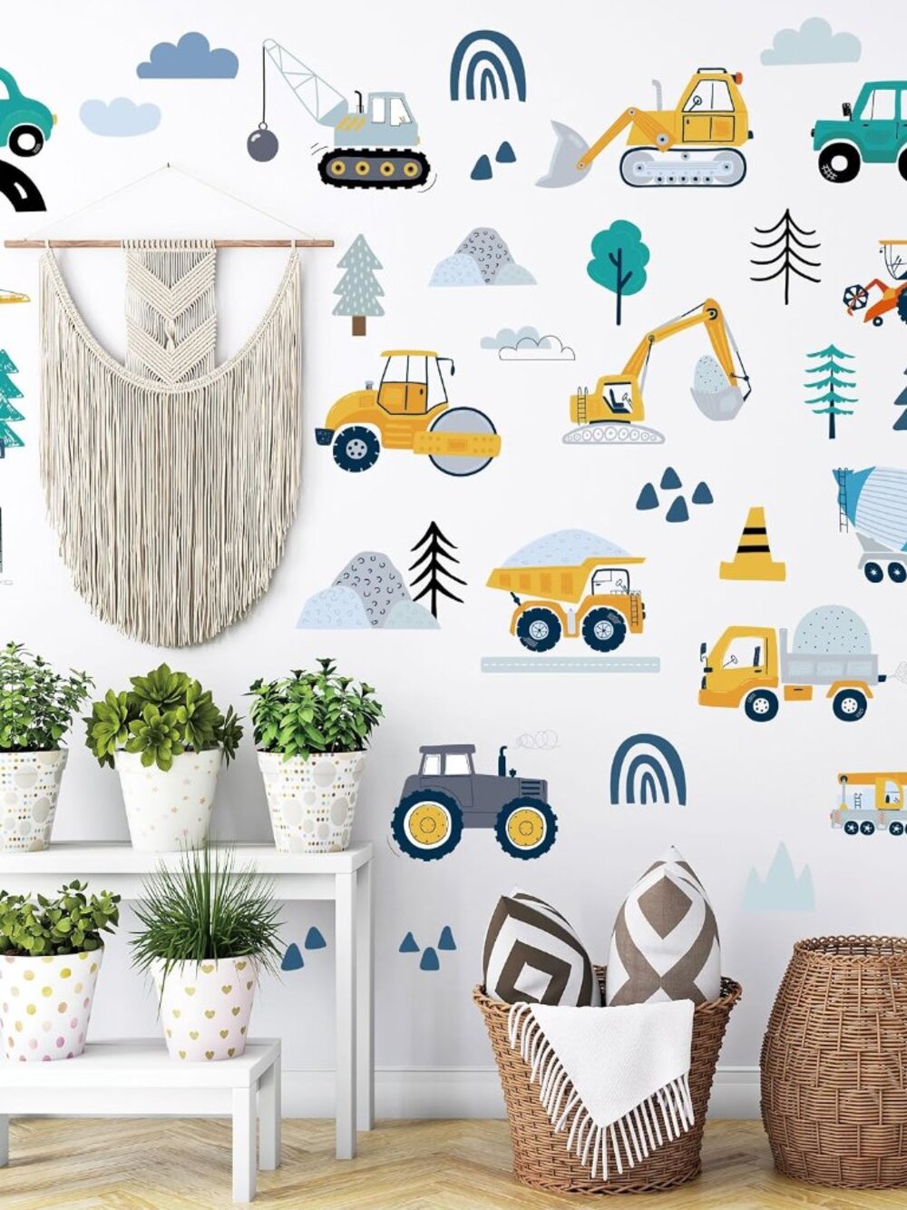 90PCS Construction Vehicle Wall Decals for Kids